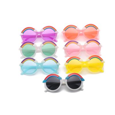 China Outdoor Round Rainbow Sunglasses Toddlers UV400 Glass Candy Colors Transparent Shades Babies Round Type Rainbow Sunglasses for sale