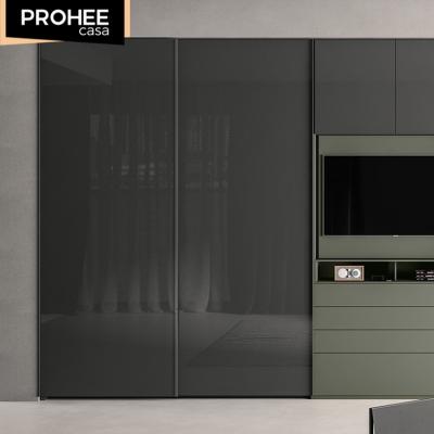 China PROHEE Gray High Quality Modern Style Bedroom Furniture Sliding Can Be Customized Dressing Room Sliding Door Wardrobe for sale