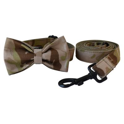 China Wholesale Plain Adjustable Camouflage Pet Leashes And Collar Stocked Dog Collar With Bowknot for sale