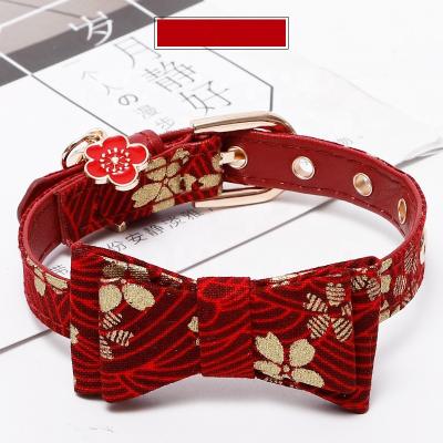 China Viable Wholesale Colorful Printing Bowknot Cat Collar Small Dog Pet Cat Collars Japanese Style for sale