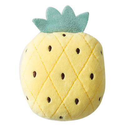 China Viable Wholesaler Toy Sound Production Molar Chewing Chewing Fruit Plush Teether Cute Ball Pet Toy for sale