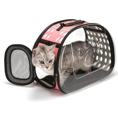 China Wholesale Puppy Breathable Cat Carrying Bag Pvc Portable Cat Foldable Carrier Fashion Dog Bag for sale