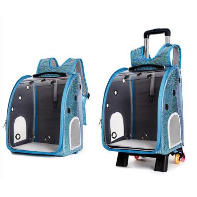 China New Convenient And Breathable Trolley Crate Pet Bag Pet Carrier Bag With Wheels Stroller for sale