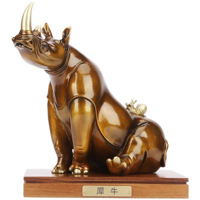 China China Home Gifts Crafting Office Crafts Copper Rhinoceros Ornament for sale