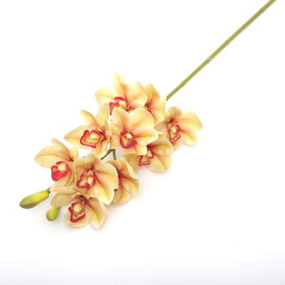 China Bulk Artificial Flower Factory Direct Selling Wedding Decoration Home Office 9 Flower Heads Tape Cymbidium Cymbidium Bulk for sale