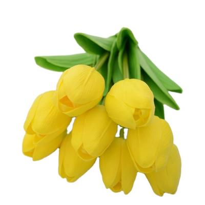 China Wholesale Fashional Tulip Decorative Yellow Artificial Tulip Flower Arrangements Bulk Wreath Artificial Supplier for sale