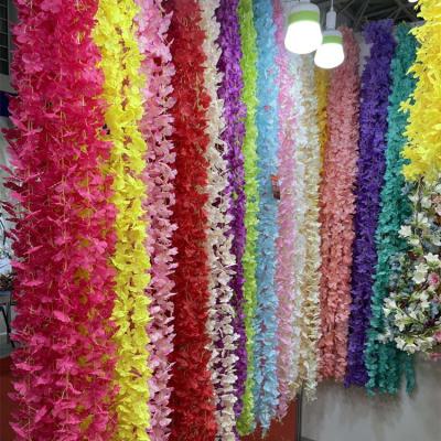 China Beautiful Colorful Rose Hanging Artificial Flowers Wisteria Wisteria Vine Wholesale White Purple Silk Flower Artificial Flowers For Ceilings for sale