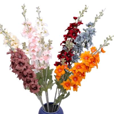 China Wholesale 84cm Natural Touch Delphinium Flower Factory Wholesale 84cm Artificial Bulk Plastic Silk Plastic Silk Decoration for sale