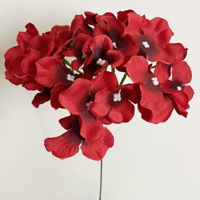 China Wholesale high quality white plastic artificial red rose silk champagne hydrangeas vintage stamen decorative flowers fake for sale