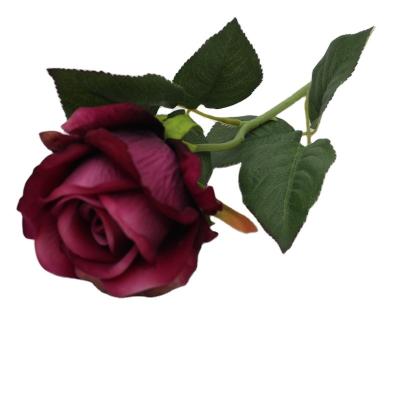 China Factory price hot selling romantic whole flower artificial silk velvet rose fake flowers for sale