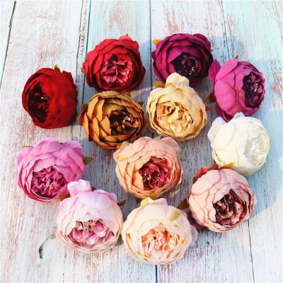 China Exclusively Handcrafted Purple Silk Flower Peony Heads Party Decoration Cream Red Pink White Wholesale Silk Heads For Valentines Day Promotional Gift for sale