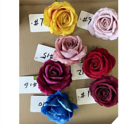 China Natural reasonable wholesale reasonable red white color low price factory touch handmade artificial silk rose heads for sale