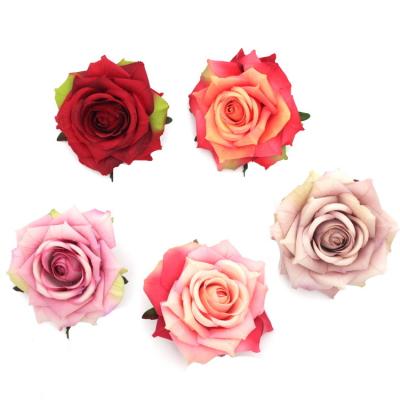 China Wholesale Natural bulk high quality artificial silk rose flower head supply 11cm touch maker spot real touch for sale