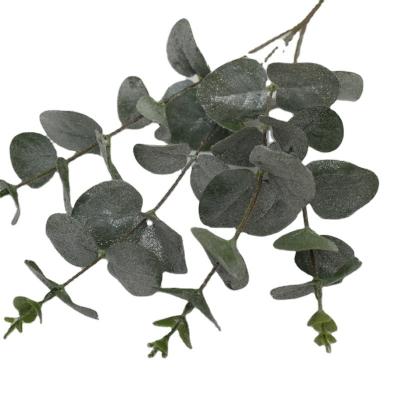 China Wholesale Environmental Protection Gray Green Silk Plastic Artificial Green Eucalyptus Leaves Branches Flower Arrangement For Home Office Wedding Banquet Decor for sale