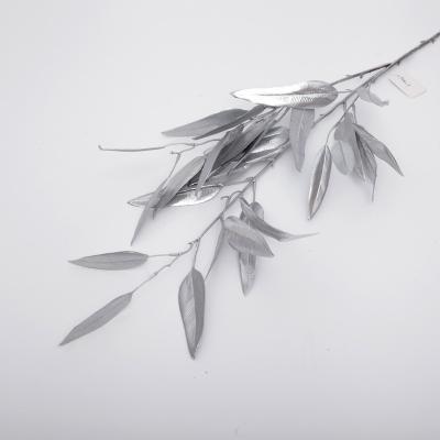 China Fashional Artificial Factory Manufacturers Sell High Quality Single Silver Willow Leaves Daily Home Decoration Silk Silver Willow Leaves for sale