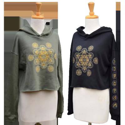 China Wholesale Custom Oti Textile Women's Crop Top Geometric Printed Hoodies and Sweatshirts Anti-wrinkle Geometric Printed Pullover Sweatshirts With Private Label for sale