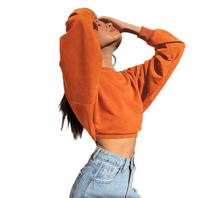 China Free Sample New Fashion Crop Top Casual Oversized Fleece QUICK DRY Super Soft Spinning Oti Hot Hoodies For Women for sale