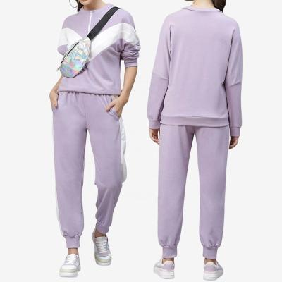 China Latest Running Day Special Offer Color Block Oti Textile QUICK DRY Tracksuits Two Piece Set For Women Sweatshirt And Tracksuit Women Set for sale