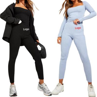 China Popular Oti QUICK DRY textile styles in Europe and America knitted sexy corset and backless gaiters set for comfortable women women tracksuit for sale