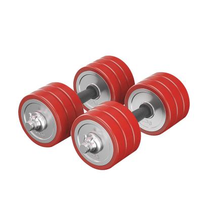 China Strength Training Red Standard Size Hot Sale Gym Weights Packed Solid Handles Dumbbell for sale