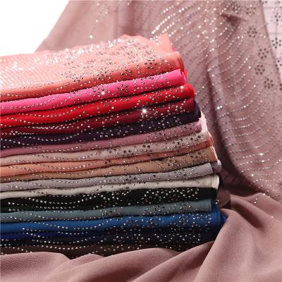 China Simple Rhinestone Diamond Glitter Bubble Chiffon Hijab Malaysia Chiffon Factory Price Solid Colors Hijab 20colors for sale