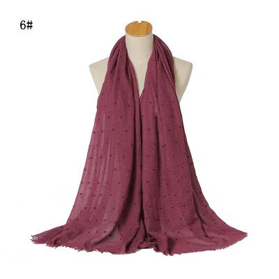 China Solid Color Customized New Fashion Women Muslim Hijab Pleat Solid Color Soft Long Scarf Hijabs for sale