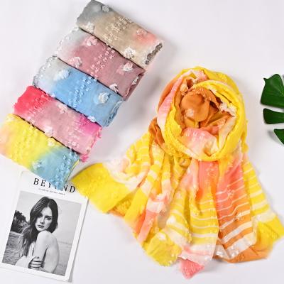 China Cotton And New Spring And Autumn Candy Color Cotton And Small Ball Printed Canvas And Small Woolen Canvas Scarf for sale