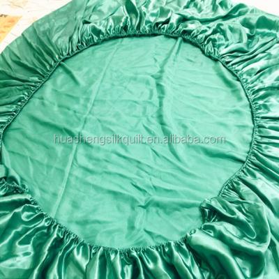 China Factory Direct Sale 16mm Silk Fabric Green Color Breathable Silk Bedding Fitted Sheet for sale