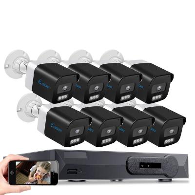 China Human Motion Tracking Compatible 5MP 8pcs 8CH Game Security Camera POE NVR ColorVu Phone Dual Bullet Camera System POE NVR Light for sale