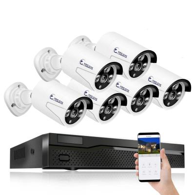 China Human Motion Tracking H.265 8CH POE Camera System 6pcs 5MP Full Color Night Vision POE Bullet Security Camera 1920P CCTV Video Surveillance Kit for sale