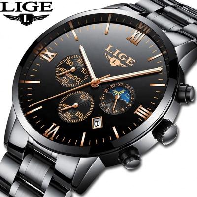 China Auto Date Lige 9831 Luxury Brand Sports Watches New Men's Watches Waterproof Male Clock Relogio Masculino Full Steel Quartz Men's Watch for sale