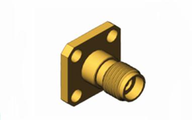 China K2.92 Series Gold Plated 4-hole Flange Brass RF Coaxial Connector For 2 Semi - Rigid / Flexible Cable for sale