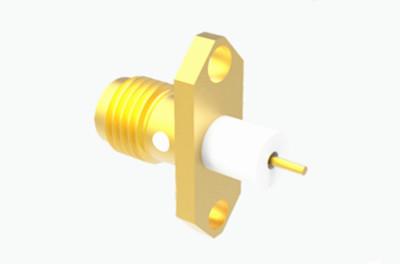 China High Performance Grade SMA Brass Female 2-hole Flange RF Coaxial Connector for sale