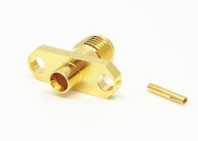 China Los 2 agujeros femeninos ensanchan el conector 50Ohm plateado oro del soporte SMA RF en venta