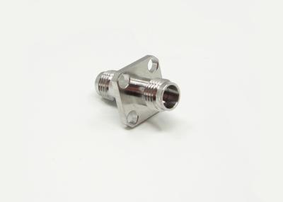 China MMW 1.85mm Female to Female 4-hole Flange Straight Stainless Steel RF Adapter for sale