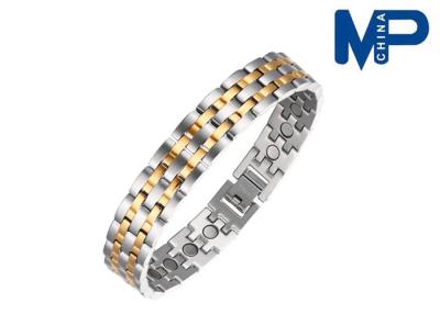 China Unisex gold plating titanium metal bracelet 215*12*3.0mm two tone for sale