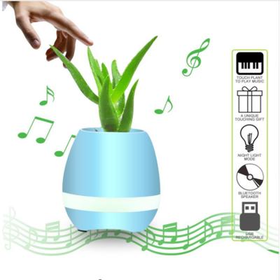 China Flowerpot Night Lamp Small Wireless Speakers Smart Piano Touch Music Singing Plant Pot for sale