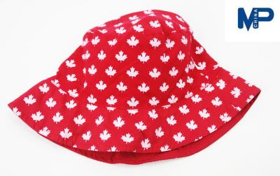 China Fashion 100% Polyester Printed Bucket Hats , Floral Bucket Hat Red Color for sale