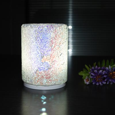 China 90*120mm size Cylinder Blue Crazing Intelligent Convex Charging Glass Material Colorful Housing LED Table Lamp. for sale