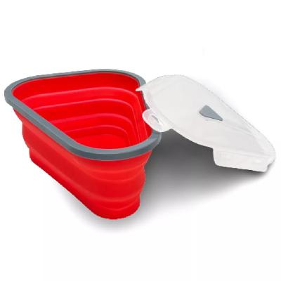 China New Silicone 2023 Reusable Leftover Pizza Slice Collapsible Folding Storage Container Microwavable Expandable Container Box for sale