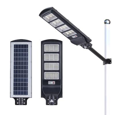 China Outdoor Dimmable Energy Saving Battery Power Panel Lights Remote Control System Integrated Led Solar Street Light for sale