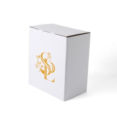 China Gold Foil Recyclable Logo Paper Box Eco Friendly Corrugated Paper Box Free Strip for sale