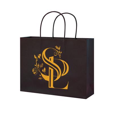 China Eco Recyclable Paper Bag Logo Printing Clothes Paper Bag Customized Black for sale