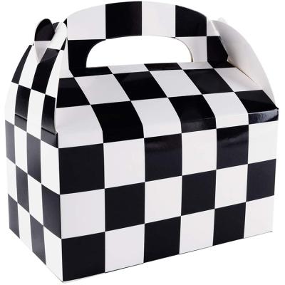 China Recyclable Black And White Gift With Handles For Crafts Candy Goodie Paper Cardboard Bag for sale