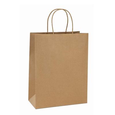 China Disposable Paper Party Brown Food Packaging Bag With Handles Bulk for sale