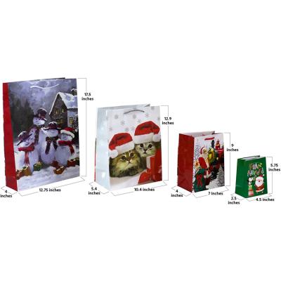 China Biodegradable Kraft Paper Bag Christmas Decoration Cute Christmas Gift Packaging Large Capacity Christmas Kraft Paper Bag for sale