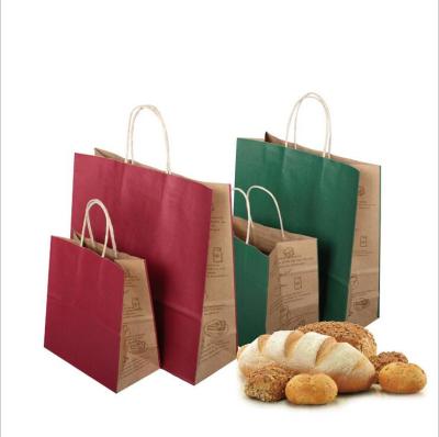 China Recyclable Wholesale Kraft Paper Bags Food Stain Wrapping Paper Baking Takeaway Portable Paper Bag for sale