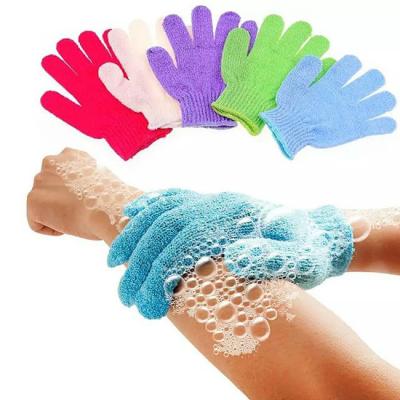 China EXFOLIATE Bulk Natural Silk Pink Exfoliating Gloves Bath Glove Personalized for sale