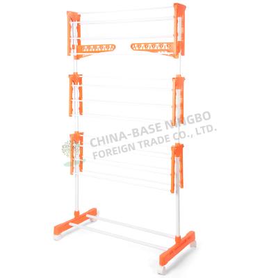 China Traditional 3 Tier Foldable Clothes Drying Racks Multi Function Racks For Towels With 2 Side Rods for sale