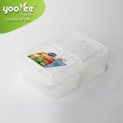 China BPA Free Food Grade Plastic Microwavable 3-Compartment Bento Lunch Box Container for sale